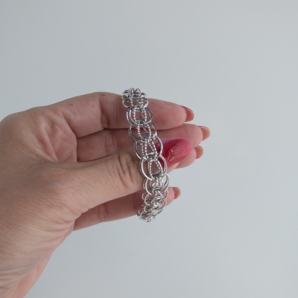 Forstner Vintage Sterling Silver Charm Bracelet Mesh Twisted Weave Chain 7.5in - Picture 13 of 16